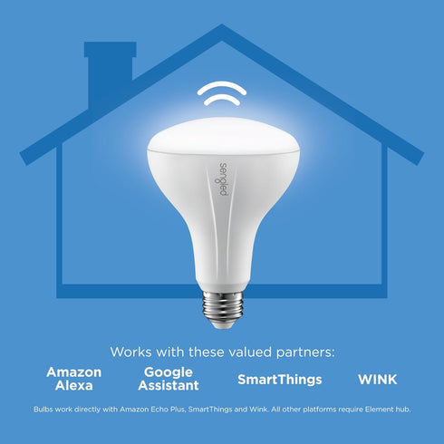 Sengled Bulb, Bulb BR30 Dimmable Bulb 2700K, 650 9W, 8 Pack Smart Zigbee Hub Required, Smart Light Works with Alexa