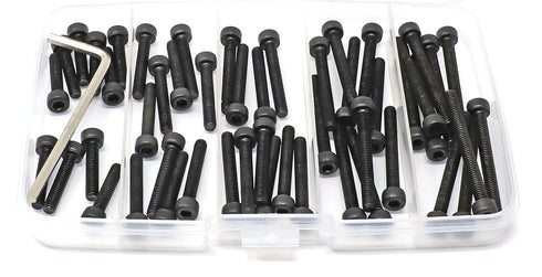 iexcell 50 Pcs M4 x 20/25/30/35/40 Alloy Steel 12.9 Grade Hex Socket Head Cap Screws Bolts Assortment Kit