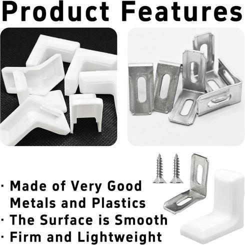 Runseaway 40Pcs 1" L Shaped Angle Brackets, Metal Plastic Right Angle Corner Brace Joint with White Cover for Shelves