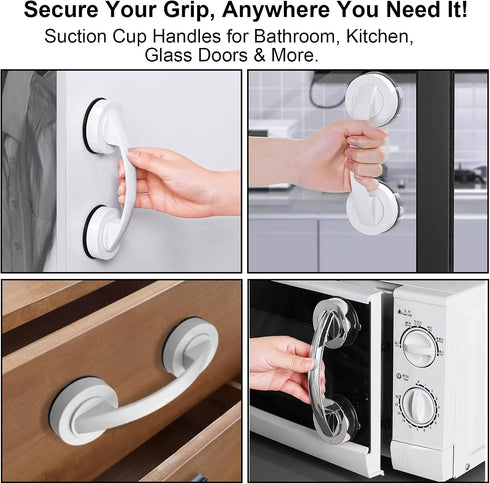 2 Pack Suction Cup Door Handle for Glass Door, Bathroom, Mirror, Cabinet, Strong Vacuum Removable Suction Cup Door Grab