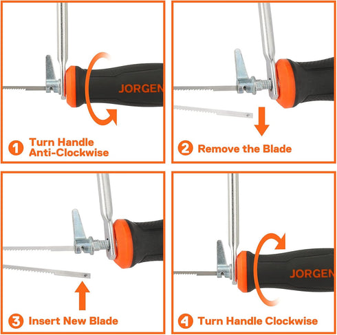 JORGENSEN Pro Coping Saw Set, Coping Frame with Extra 2pcs 6-1/2 Inch Replacement Blades