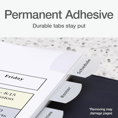 Redi-Tag Laser Index Tabs, Customizable Divider Labels, Permanent Adhesive, 1-1/8" x 1-1/4", White, 375 Tabs (B39017)