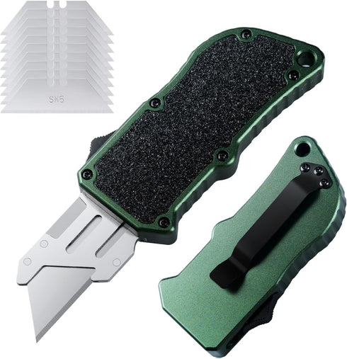 XXV Otf Aluminum Alloy Utility Knife, Retractable Box Cutter,Cute Heavy Duty Pocket Knife,