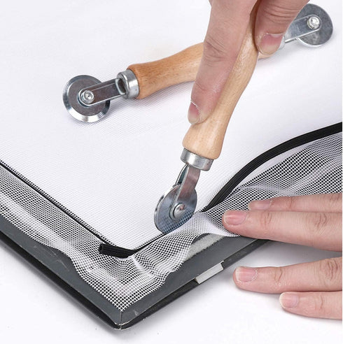 Odaa's Fiberglass Roller and Spline Roller - Wood Handle and Steel Wheels, Tools Kit for Tub Shower Repair