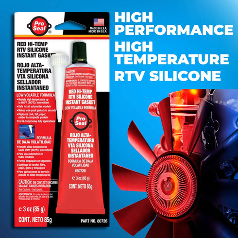 Pro-Seal RTV Silicone Sealant, 3 oz Tube, Red (80726)