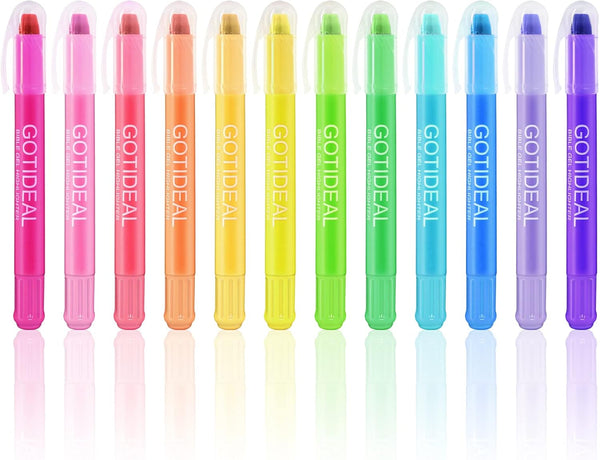 GOTIDEAL Bible Highlighters, 12 Pack, Assorted Colors, Gel Highlighters Pens Set for Study Journaling Supplies