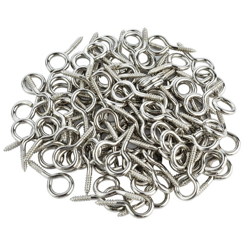 100pcs Small Screw Eye Shape Hanging Screw Hooks, 1" Lag Thread Self-Tapping Eyebolt Ring