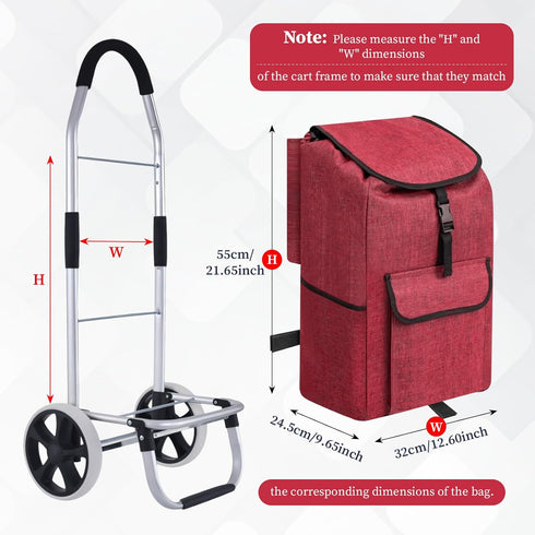 Generic 32cmx24.5cmx55cm Shopping Trolley Replacement Bag - Easy Carrying Shopping Cart Handtruck for Office, C