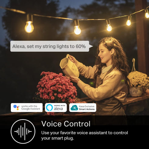 Kasa Outdoor Smart Dimmer Plug, IP64, Compatible with Alexa and Google Assistant, Long Wi-Fi Range
