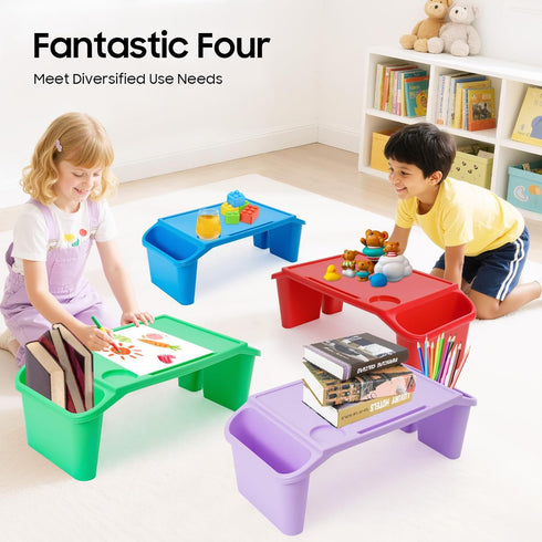 YUASDUU 4PCS 19.69" 9.84" 7.1" Kids Lap Desk Tray, Kids Trays for Eating Plastic Breakfast Laptop Trays Portable