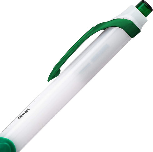Pentel GlideWrite Ballpoint Pen with TechniFlo Ink, 1.0mm Medium Line, Green Ink, Pack of 12