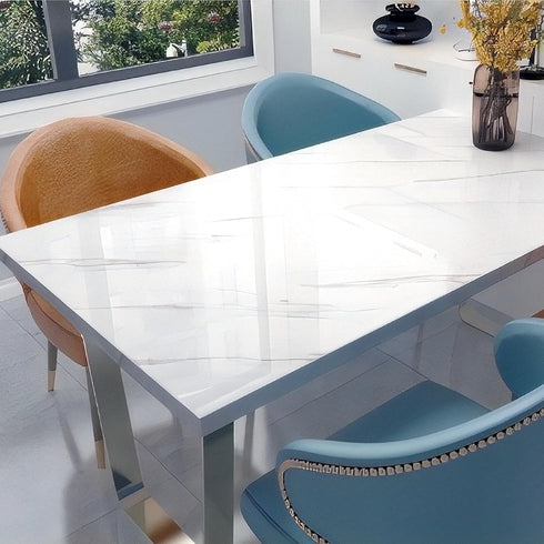 Glossy Marble Contact Paper, White Peel and Stick Wallpaper for Cabinets, 15.7 x78.7 Waterproof Vinyl