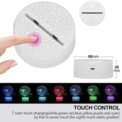 Helmet Shape 3D Optical Illusion Night Light Table Lamp, Gifts for Panthers Fans, Men, Women, Kids