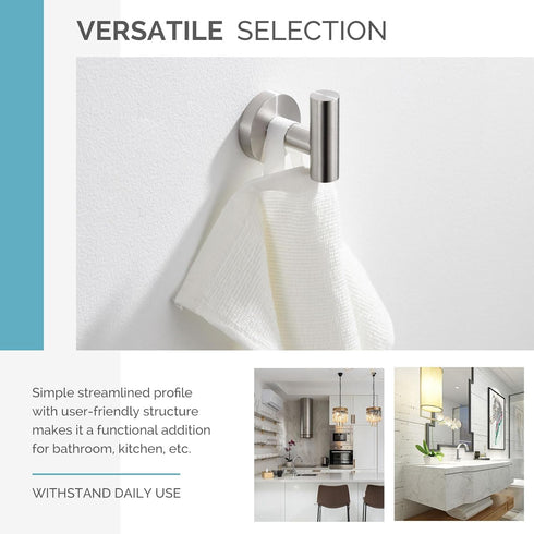 Angle Simple Robe Towel Hook Brushed Nickel, SUS304 Stainless Steel Bathroom Towel Holder, Kitchen Shower Towel Hanger, Wall Mount by Angle Simple