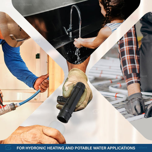 Poly Pex-A Expansion Tee Fitting, 1/2" x 1/2" x 3/4", Plastic Pipe Fitting for Pex-A Tubing