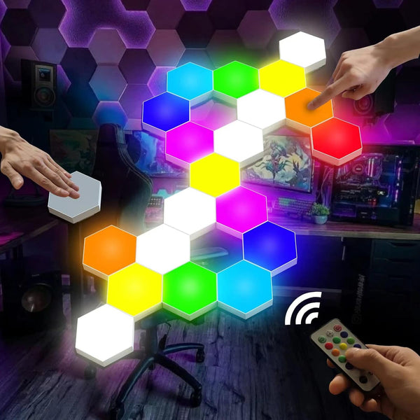 Vcwtty Hexagon Lights, Smart LED Wall Lights with Remote, 13 Colors Touch-Sensitive