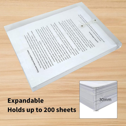 Plastic Envelopes with String Closure, 24 Packs Legal Size Clear Poly Envelopes, Expanding File Folders for Office