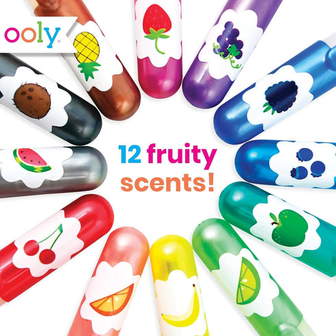 Yummy Yummy Set 12-1.00mm Ooly Scented Glitter Gel Pens of NIB Scented Glitter Pens for Kids and Adults, Art