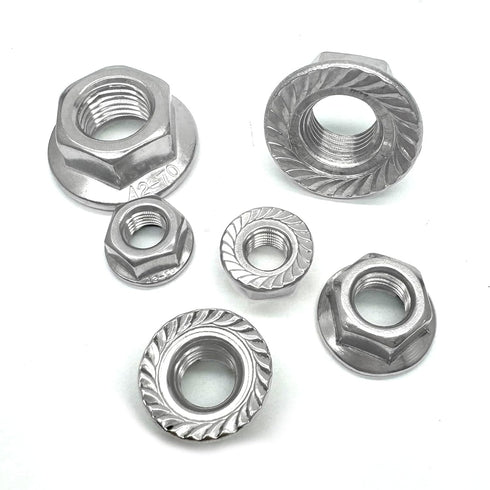 QINGSHENG M14-1.5mm 304 Tooth(4pcs) Thread Pitch Stainless Steel Flange Nut Hex Lock Nuts,Fine