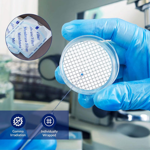Membrane Solutions MCE Gridded Membrane Filter - Sterile Individual Pack Membrane Disc Filter, 47 mm Diameter, 0.45 um