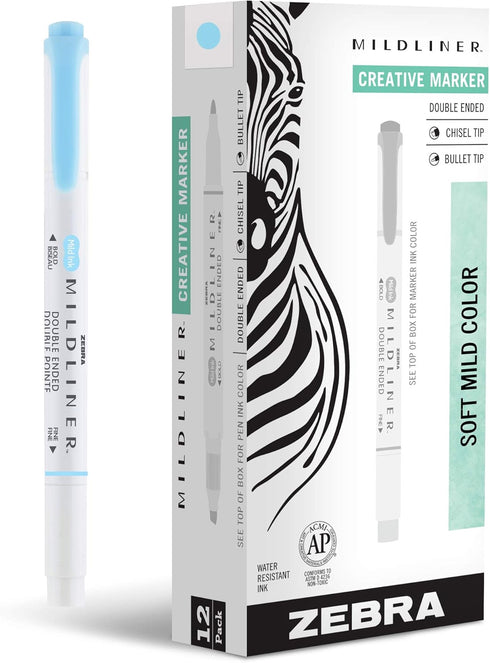 Zebra Pen Mildliner Double-Ended Highlighter Marker Set, Broad and Fine Point Tips, Ideal for Bible Highlighting, No