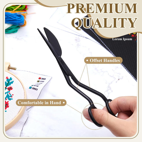 2 Pieces Duckbill Shears 6 and 7 Inches, Bent Curved Offset Handle Duckbill Scissors for Crafting and Fabric