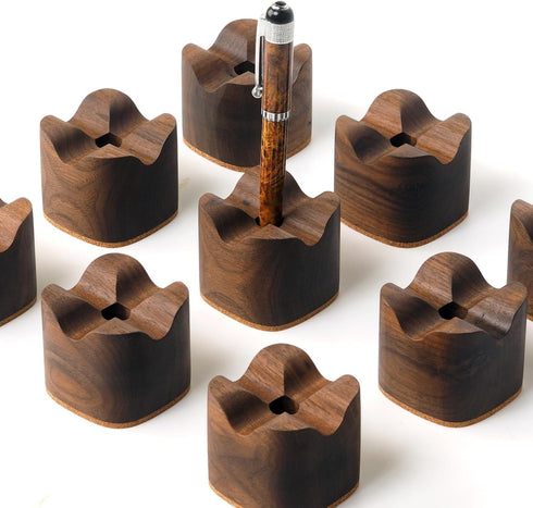 Wood Pen Tray (M01-WALNUT), Wooden Desk Organizer Tray, Minimalist Pen Holder, Wooden Pen Rest (WALNUT)