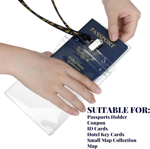 Kosiz 25 Set VIP Badge Lanyards with 4 x 6 Inch Clear Credential Holders, Breakaway Black Lanyard for Events