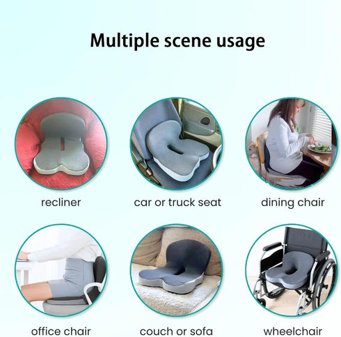 Kurbetts Orthopedic Cushion,Ergonomic Memory Foam L-Shaped Integrated Seat Cushions with Adjustable Strap,Ultra