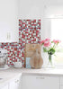 Yoillione 3D Mosaic Tile Sticker, Removable Wallpaper Tile Red, Self Adhesive Wall Tiles for Kitchen Backsplash