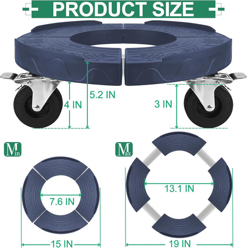 3 15-19 Inch 480 LBS 20, 32, 44, 55 1 Pack ToLanbbt Trash Can Dolly with in Upgraded Wheels, Adjustable Round Furniture