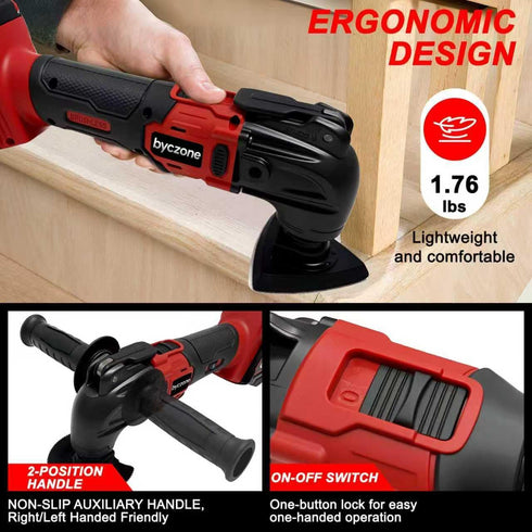 18V 6 8,500-21,000 23PCS Oscillating Multi Tools for Milwaukee Battery, Cordless Multitool with Variable Speed RPM