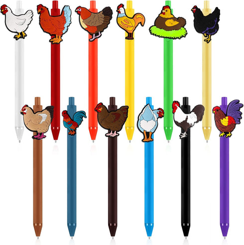 Sayglossy 12 Pcs Chicken Lover Gifts Funny Pens Bulk Roosters Turkey Hen Farm