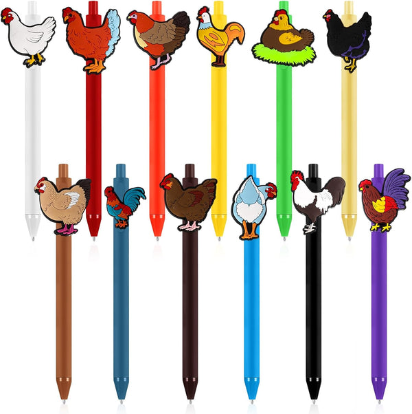 Sayglossy 12 Pcs Chicken Lover Gifts Funny Pens Bulk Roosters Turkey Hen Farm