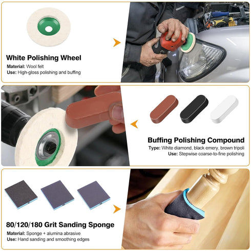 20 4 Inch 120/180/240/320 80/120/180 PCS Polishing Grinding Wheel Kit, Nylon Fiber Flap Disc Grit, Nylon Fiber & Wool