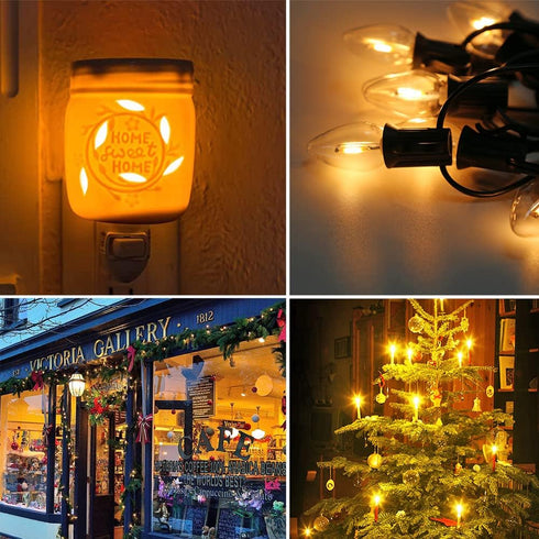 25 Pack C7 Bulbs, Bulbs E12 0.6W 7W, 2200K, Bulbs LED Night Light Christmas Replacement Candelabra Base Shatterproof