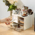 Desk Organizer with 3 Drawers, Multi-Functional Pencil Pen Holder, 5 Compartments, White Desktop Organizer