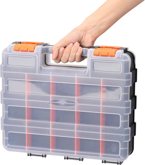 MIXPOWER 34-Compartments Double Sided Organizer with Removable Plastic Dividers, Black/Orange