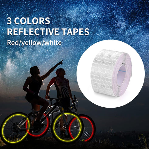 3 Rolls Reflective Tape Outdoor Waterproof Reflective Warning Tape Reflector Tape Night Safety Stickers Silver, Red, Yellow Reflective Tape for Trailer Bicycles Clothing (1 Inch x 30 Ft)