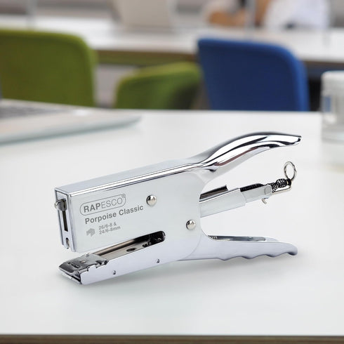 Rapesco R81000A3 Porpoise Classic Stapling Plier, 45 Sheet Capacity, All Metal, Chrome