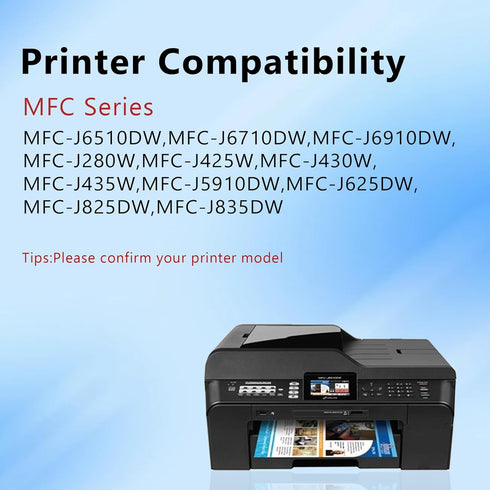 LC75 High Yield Ink Cartridges Replacement for Brother, 4 Pack Compatible with MFC Printers