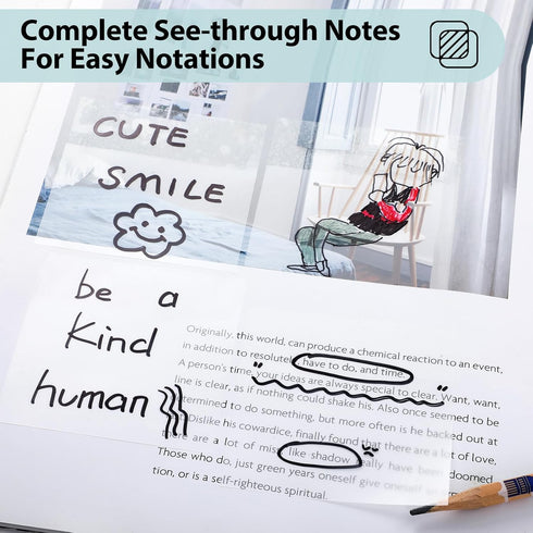 Transparent Sticky Notes, 3x3 inch Clear Self-Adhesive Waterproof Notes for Annotation, College & Office Supplies