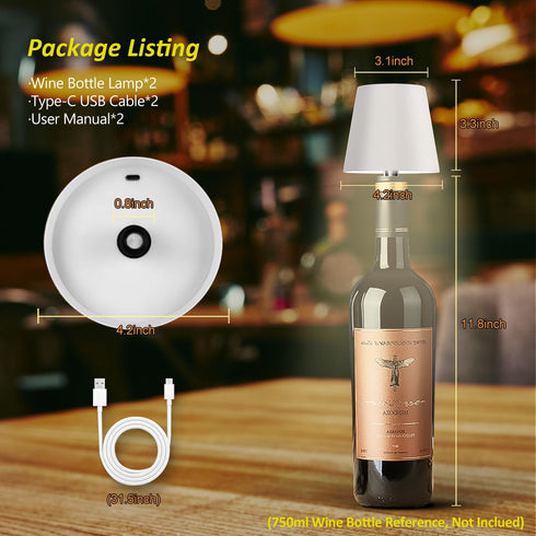 2025 Set New Bottle Lamp - LED Bottle Lights for Liquor & Wine Bottles, Cordless Lampshade, Whiskey Bottle Top Light