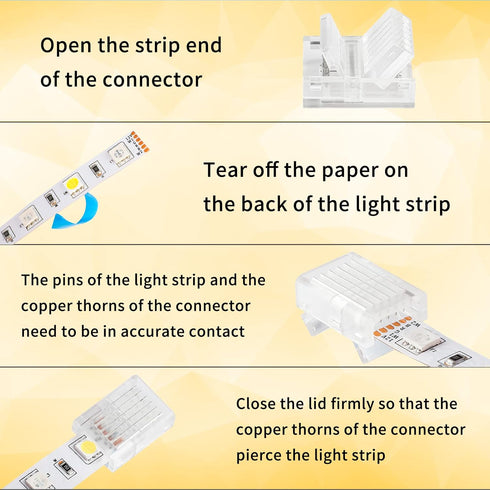 6 Pin LED Strip Connectors - Solderless 10 Pack with 16.4ft Extension Cable for Waterproof 12mm LED Strip Lights