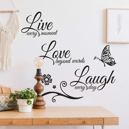 Zonon 3 Sheets Vinyl Wall Quote Stickers, Inspirational Love Faith Hope Family Motivational Wall Decals for Home School