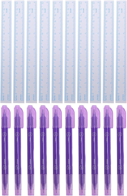 10 Set Dioche Skin Marker Pen Double Headed Ultra Fine Tip Quick Drying Ink Eraseable Brow Mapping Pen with Ruler