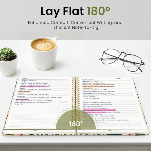 A5 140 (5.8" 8.3"), ZOTIA Lined Spiral Journal for Women, Cute Hardcover College Ruled Notebook for Work, School & Note
