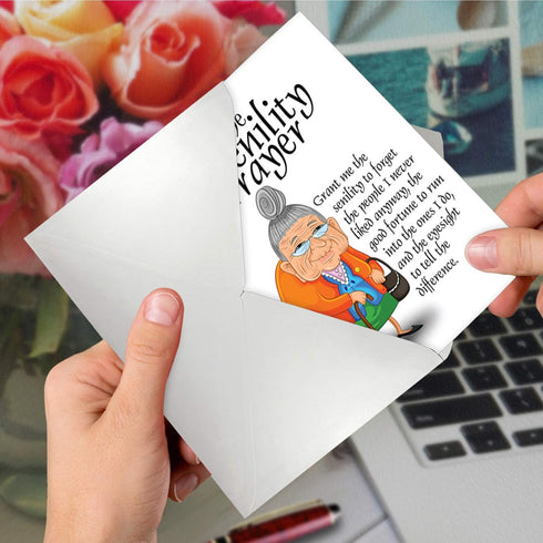 NobleWorks Funny Happy Birthday Note Card with Envelope, 4.63 x 6.75 Inch - Bday Greeting Card for Women, Senility