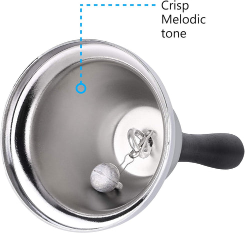 MROCO Loud Hand Bell, Silver Steel Dinner Bells for Classroom, Food Line, Alarm