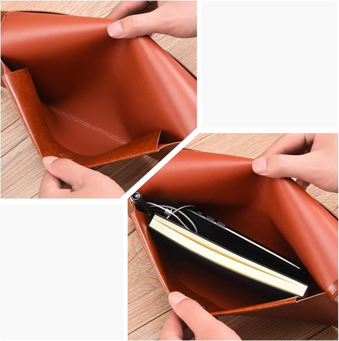 PU Leather A5 File Folder Document Holder with Snap Closure, 2 Packs (Black & Brown)